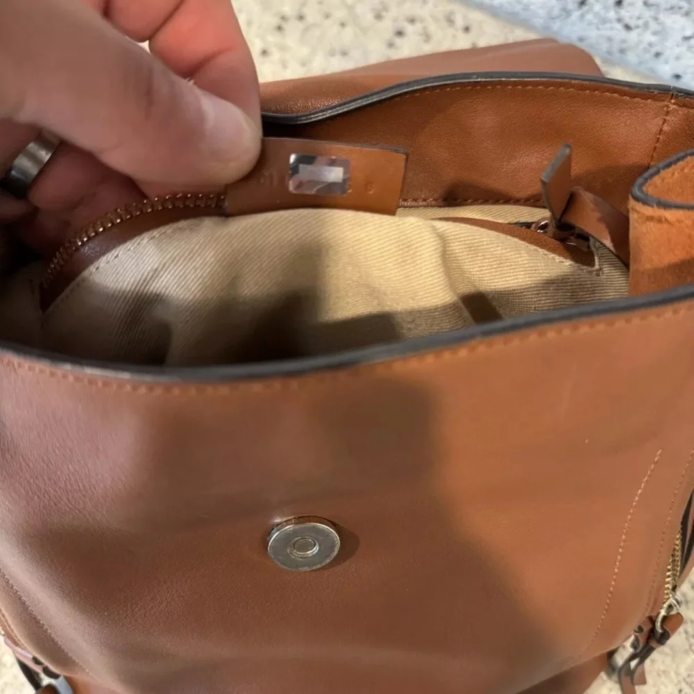 Chloé Brown Leather Suede Flap Backpack